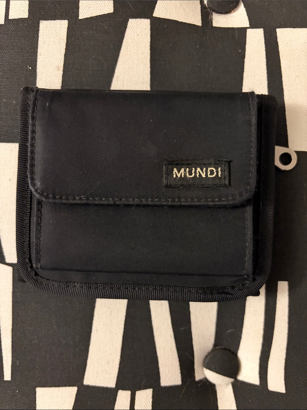 Vintage mundi Black Compact Nylon Trifold Wallet